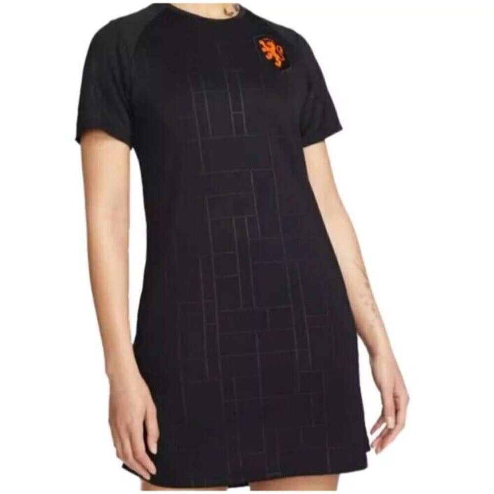Nike Netherlands Black Pullover Short Sleeve Dri-FIT Soccer Jersey Dress Small